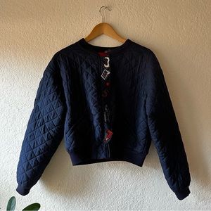 Carole Little 100% Silk Bomber Jacket with Beading Detail